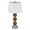 Table Lamp Set of 2 | Off White Shade | Stacked Bead Base 28" Brushed Steel