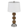 Table Lamp Set of 2 | Off White Shade | Stacked Bead Base 28" Brushed Steel