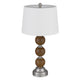 Table Lamp Set of 2 | Off White Shade | Stacked Bead Base 28" Brushed Steel