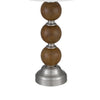 Table Lamp Set of 2 | Off White Shade | Stacked Bead Base 28" Brushed Steel