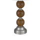 Table Lamp Set of 2 | Off White Shade | Stacked Bead Base 28" Brushed Steel