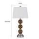 Table Lamp Set of 2 | Off White Shade | Stacked Bead Base 28" Brushed Steel