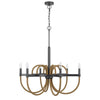 6-Light Candelabra Chandelier with Burlap Rope Accents | Black Metal | 31"