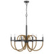 6-Light Candelabra Chandelier with Burlap Rope Accents | Black Metal | 31"