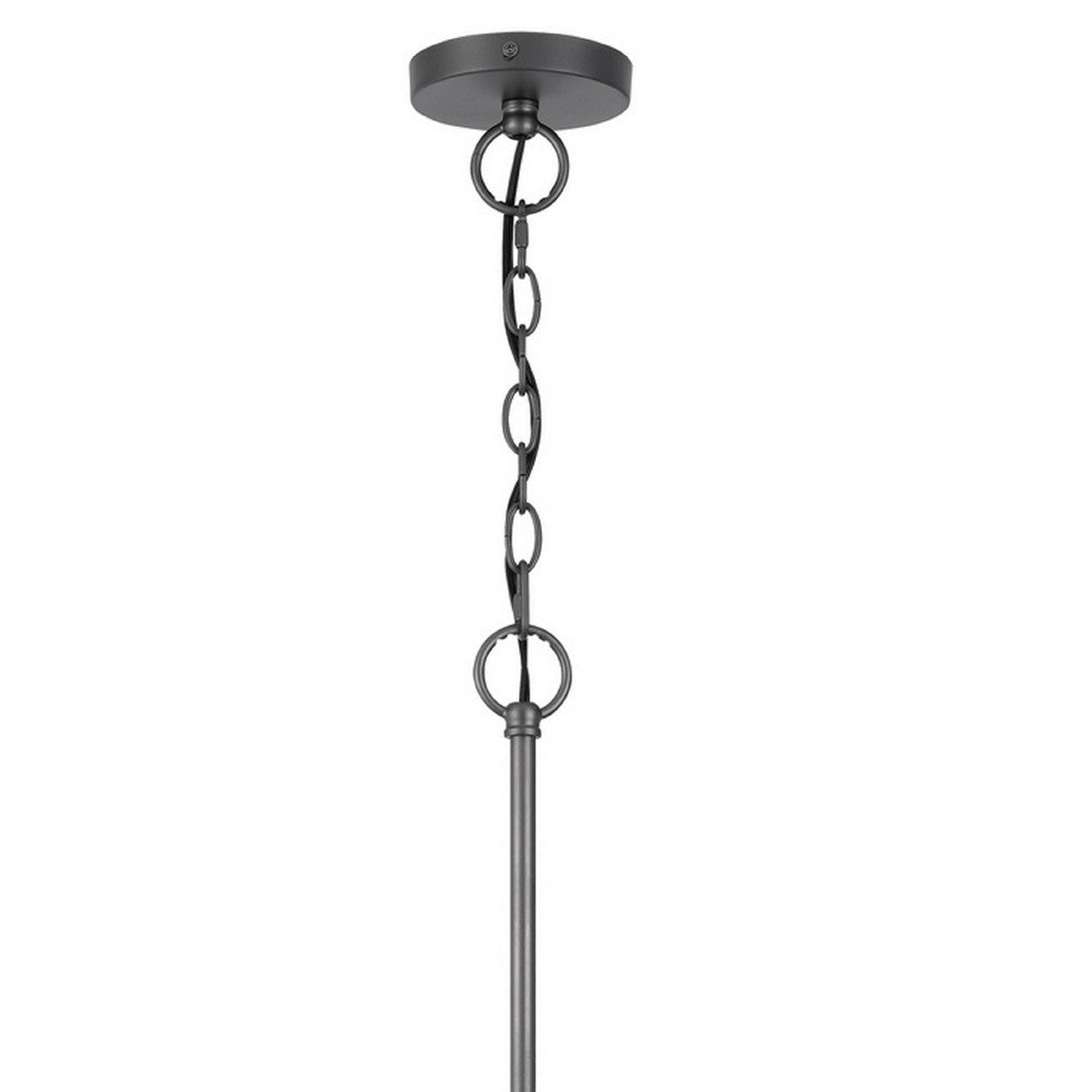 6-Light Candelabra Chandelier with Burlap Rope Accents | Black Metal | 31"