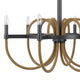 6-Light Candelabra Chandelier with Burlap Rope Accents | Black Metal | 31"