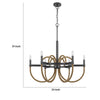 6-Light Candelabra Chandelier with Burlap Rope Accents | Black Metal | 31"
