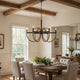 6-Light Candelabra Chandelier with Burlap Rope Accents | Black Metal | 31"
