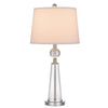 Table Lamp Set of 2 | Off White Shade | Taper Glass Base | Brushed Steel