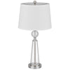 Table Lamp Set of 2 | Off White Shade | Taper Glass Base | Brushed Steel