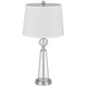 Table Lamp Set of 2 | Off White Shade | Taper Glass Base | Brushed Steel