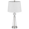 Table Lamp Set of 2 | Off White Shade | Taper Glass Base | Brushed Steel