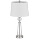 Table Lamp Set of 2 | Off White Shade | Taper Glass Base | Brushed Steel