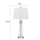 Table Lamp Set of 2 | Off White Shade | Taper Glass Base | Brushed Steel