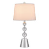 Table Lamp Set of 2 | Off White Shade | Brushed Steel Stacked Beaded Base