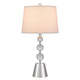 Table Lamp Set of 2 | Off White Shade | Brushed Steel Stacked Beaded Base