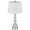 Table Lamp Set of 2 | Off White Shade | Brushed Steel Stacked Beaded Base