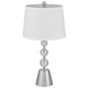 Table Lamp Set of 2 | Off White Shade | Brushed Steel Stacked Beaded Base