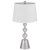 Table Lamp Set of 2 | Off White Shade | Brushed Steel Stacked Beaded Base