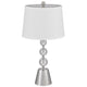 Table Lamp Set of 2 | Off White Shade | Brushed Steel Stacked Beaded Base