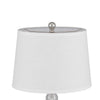 Table Lamp Set of 2 | Off White Shade | Brushed Steel Stacked Beaded Base