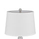 Table Lamp Set of 2 | Off White Shade | Brushed Steel Stacked Beaded Base