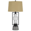 Table Lamp with LED Light | Burlap Shade | 31" Black Lantern Base