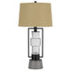 Table Lamp with LED Light | Burlap Shade | 31" Black Lantern Base