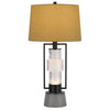 Table Lamp with LED Light | Burlap Shade | 31" Black Lantern Base