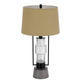 Table Lamp with LED Light | Burlap Shade | 31" Black Lantern Base