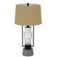 Table Lamp with LED Light | Burlap Shade | 31" Black Lantern Base