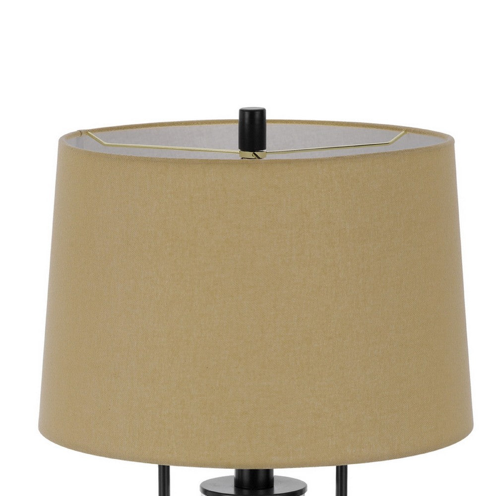 Table Lamp with LED Light | Burlap Shade | 31" Black Lantern Base