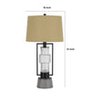 Table Lamp with LED Light | Burlap Shade | 31" Black Lantern Base