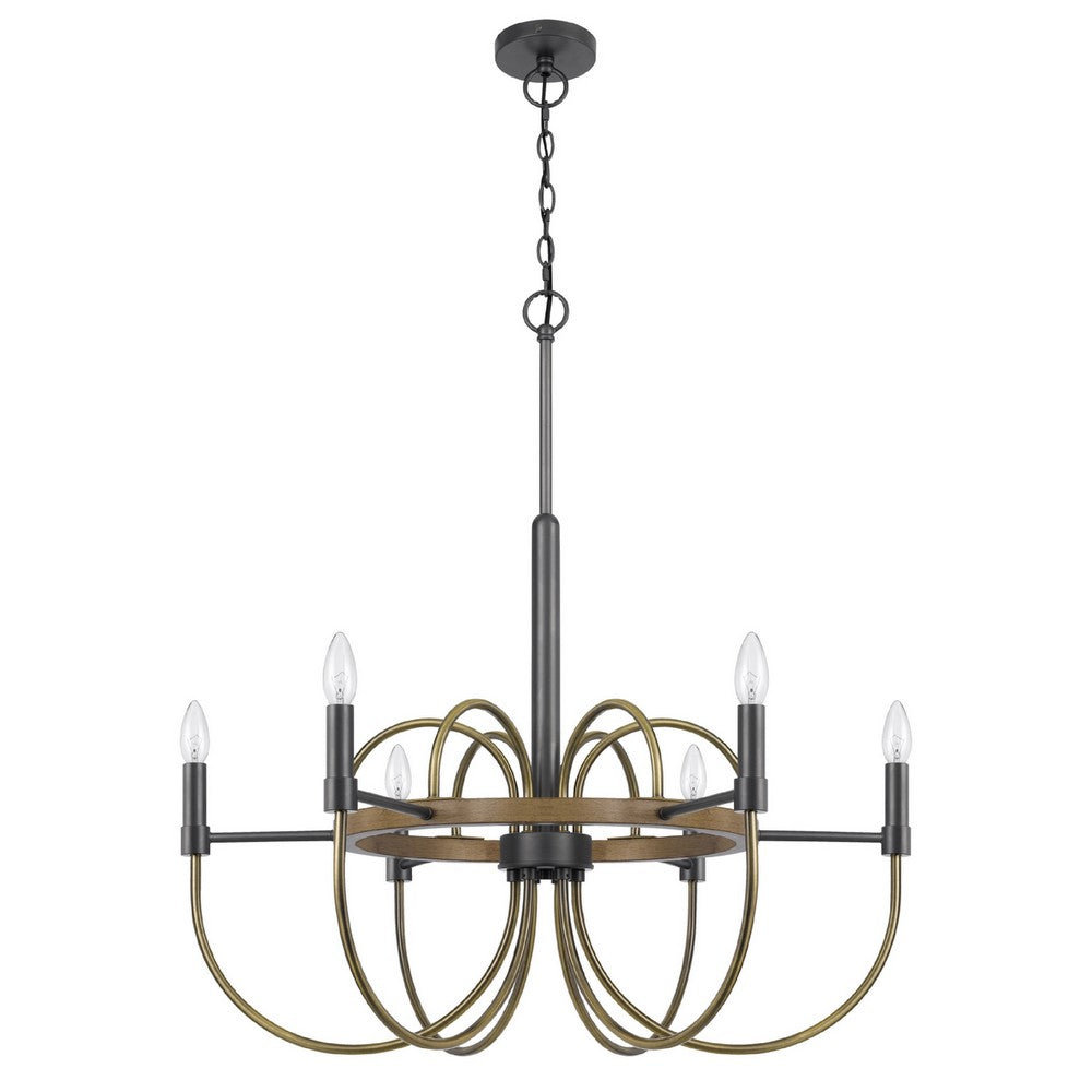 6-Light Candelabra Chandelier | 31" Antique Brass & Dark Bronze