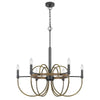 6-Light Candelabra Chandelier | 31" Antique Brass & Dark Bronze