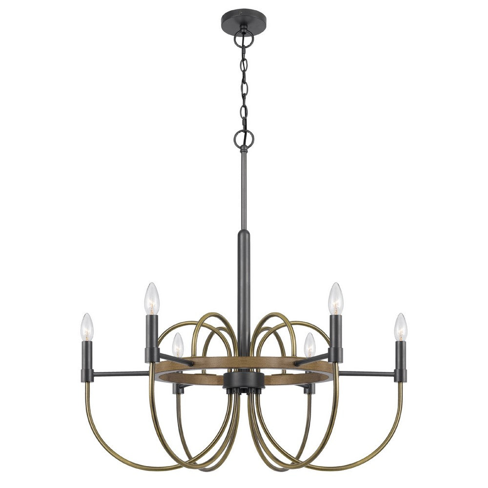 6-Light Candelabra Chandelier | 31" Antique Brass & Dark Bronze