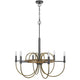 6-Light Candelabra Chandelier | 31" Antique Brass & Dark Bronze