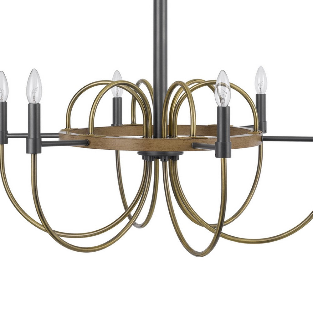 6-Light Candelabra Chandelier | 31" Antique Brass & Dark Bronze