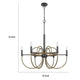 6-Light Candelabra Chandelier | 31" Antique Brass & Dark Bronze