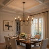 6-Light Candelabra Chandelier | 31" Antique Brass & Dark Bronze