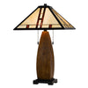 Table Lamp with Pull Chain | Tiffany Stained Glass Shade | 26" Brown