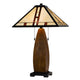 Table Lamp with Pull Chain | Tiffany Stained Glass Shade | 26" Brown