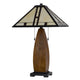 Table Lamp with Pull Chain | Tiffany Stained Glass Shade | 26" Brown