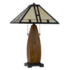 Table Lamp with Pull Chain | Tiffany Stained Glass Shade | 26" Brown