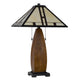 Table Lamp with Pull Chain | Tiffany Stained Glass Shade | 26" Brown