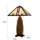 Table Lamp with Pull Chain | Tiffany Stained Glass Shade | 26" Brown
