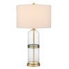Table Lamp Set of 2 | Glass Dome Body | Off White Shade | Antique Brass