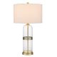 Table Lamp Set of 2 | Glass Dome Body | Off White Shade | Antique Brass