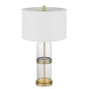 Table Lamp Set of 2 | Glass Dome Body | Off White Shade | Antique Brass