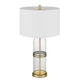 Table Lamp Set of 2 | Glass Dome Body | Off White Shade | Antique Brass